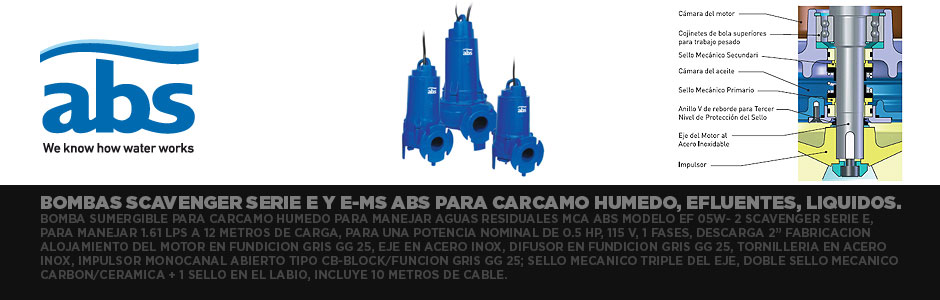 Bombas Sumergibles para Efluentes Carcamo Humedo Liquidos ABS Scavenger Serie E E-MS